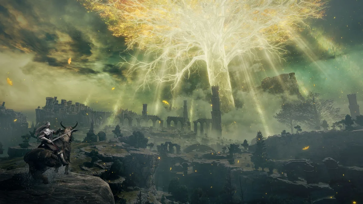 Elden Ring — the glowing Erdtree rises over the Lands Between